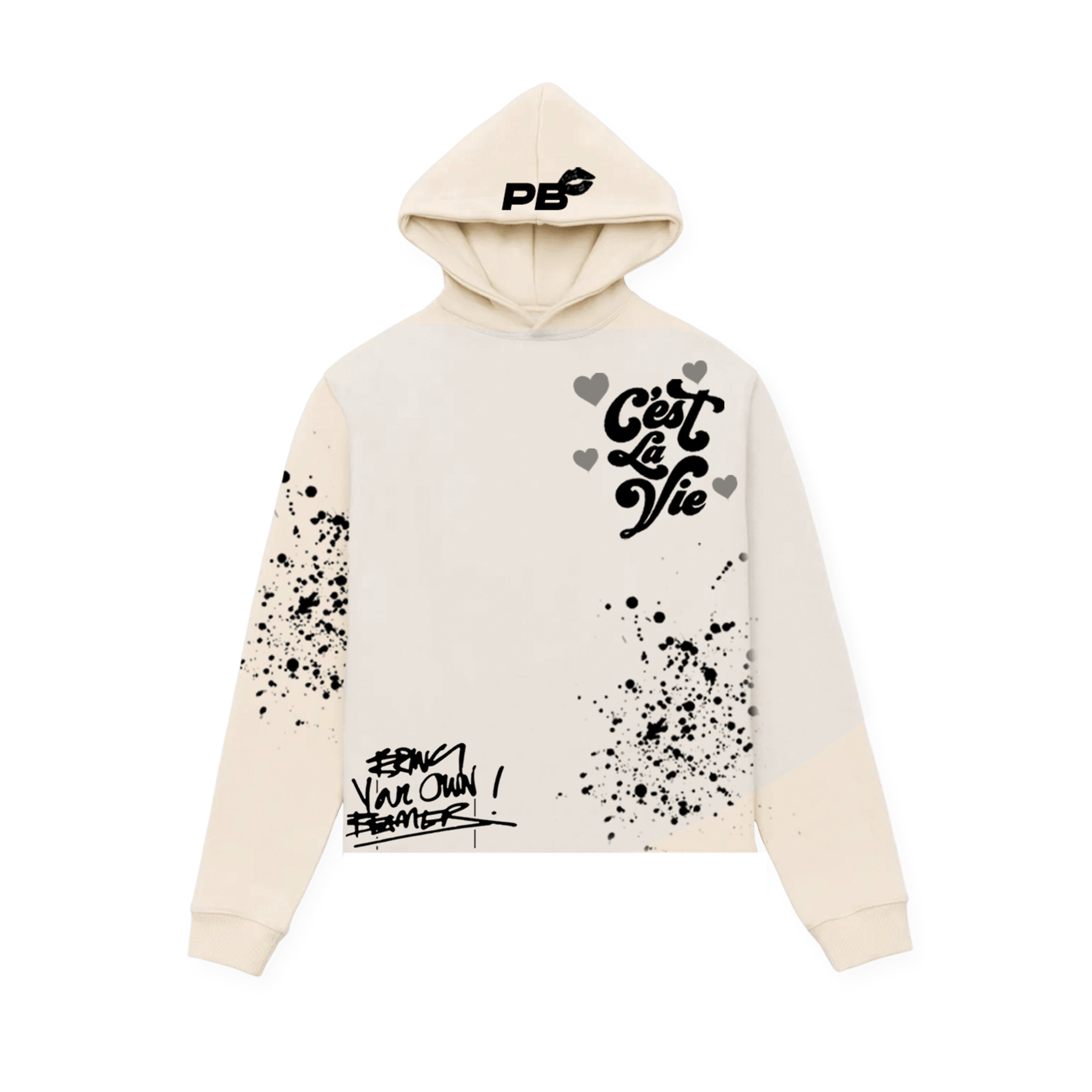 C'est La Vie Plush Hoodie Beige - Playbenchi