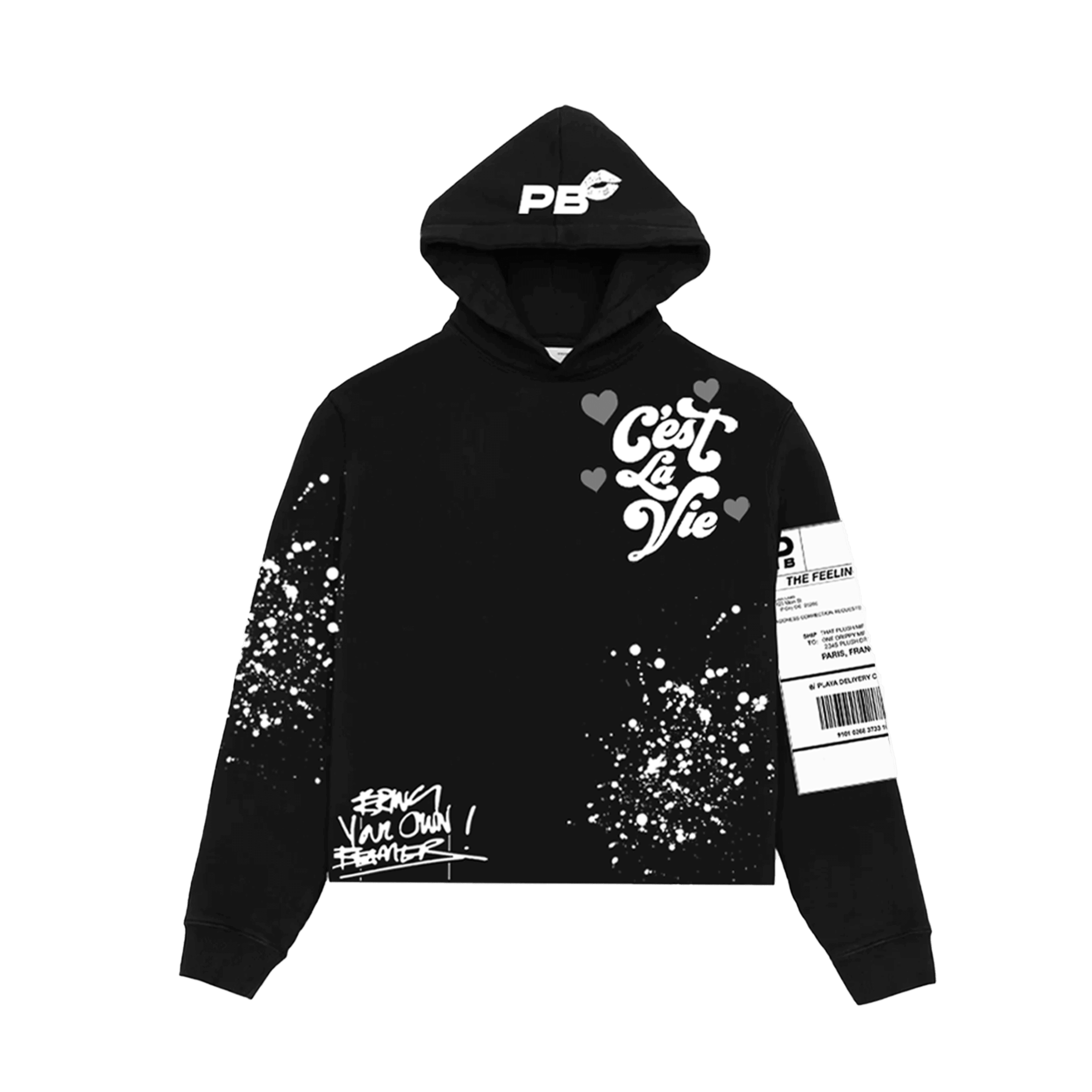 C'est La Vie Plush Hoodie Black - Playbenchi