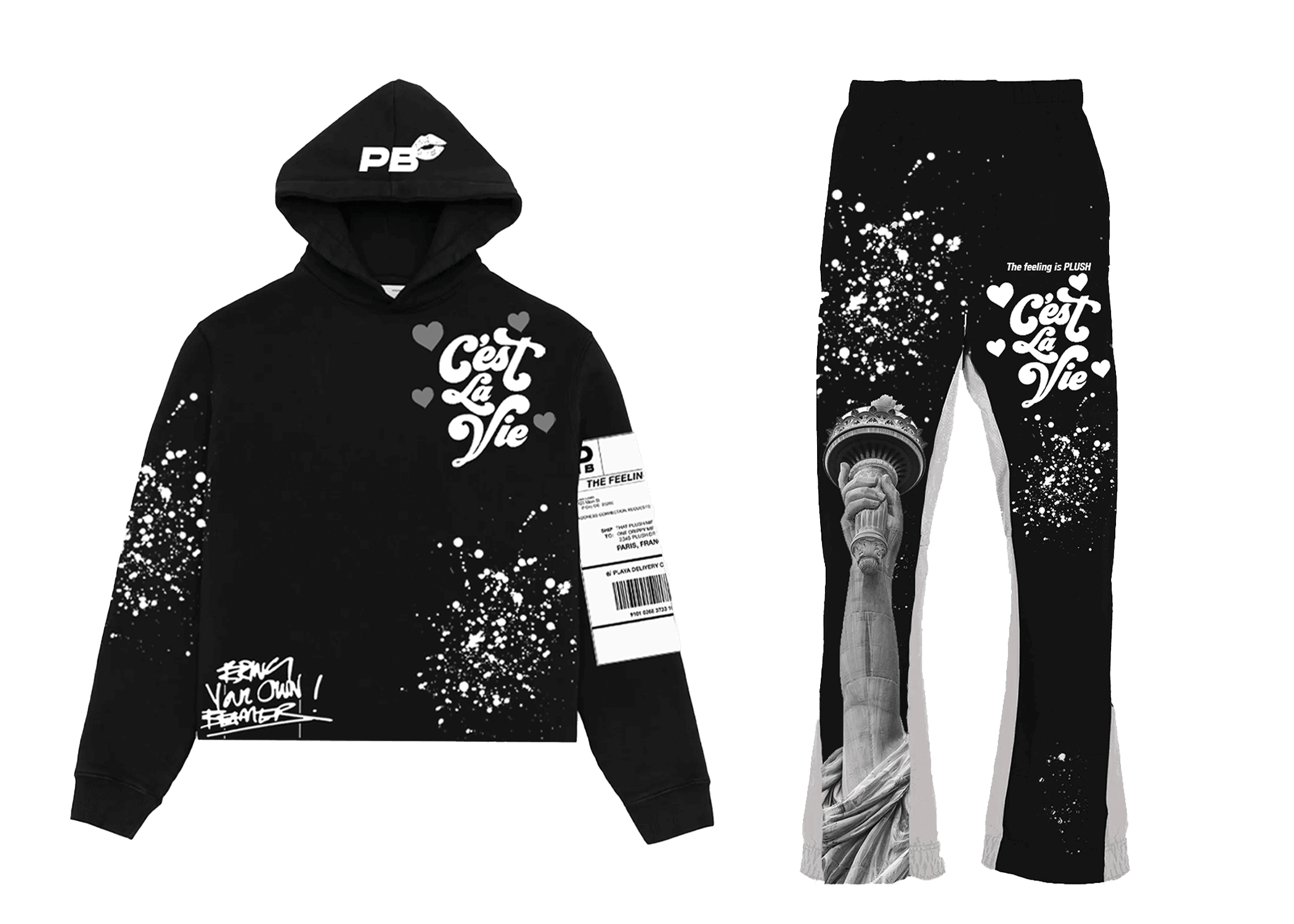 C'est La Vie Sweatsuit Black - Playbenchi